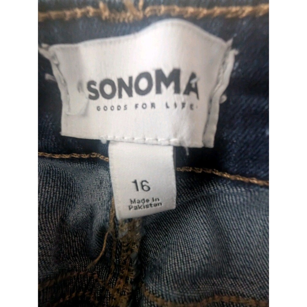 Sonoma Goods For Life Bermuda Shorts Women 16 Blue Denim Cotton Cuffed High-Rise - Picture 14 of 16